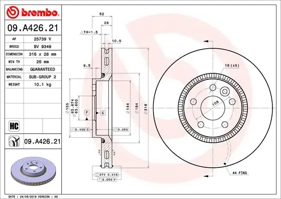Гальмівні диски передні 09A42621 Brembo