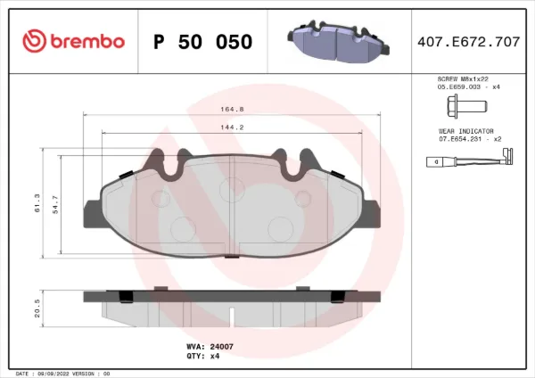 Передні тормозні колодки P50050 Brembo