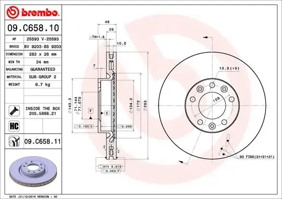 Гальмівні диски передні 09C65811 Brembo