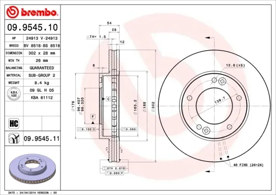 Гальмівні диски передні 09954510 Brembo
