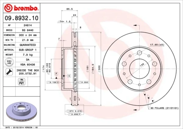 Гальмівні диски передні 09893210 Brembo