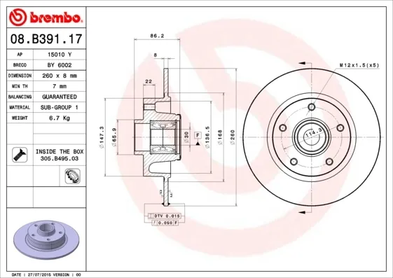 Гальмівні диски 08B39117 Brembo