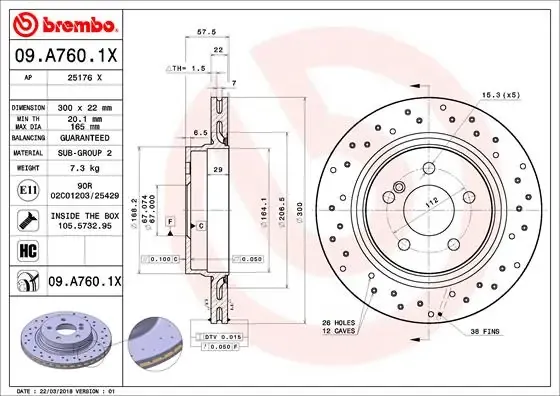 Гальмівні диски 09A7601X Brembo