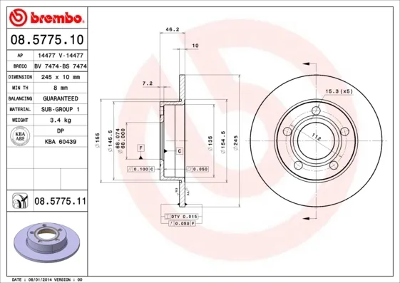 Гальмівні диски 08577511 Brembo