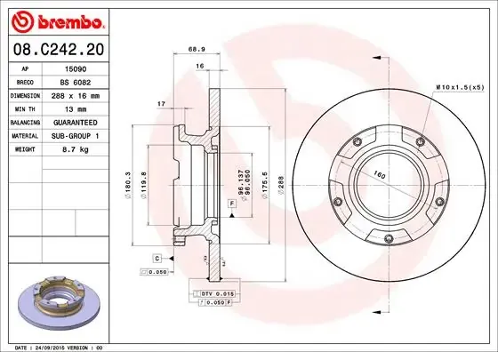 Гальмівні диски 08C24220 Brembo