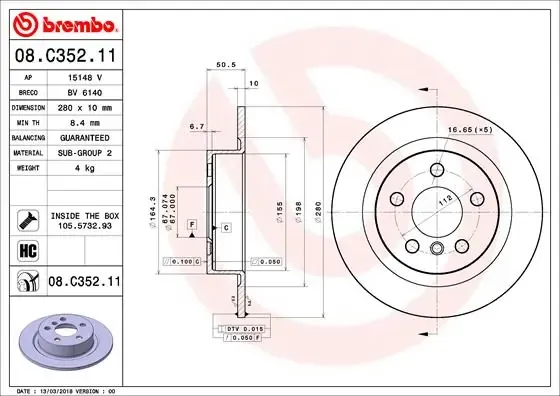 Гальмівні диски 08C35211 Brembo