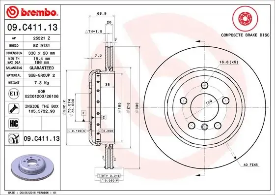 Гальмівні диски 09C41113 Brembo
