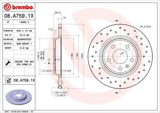 Гальмівні диски 08A7591X Brembo