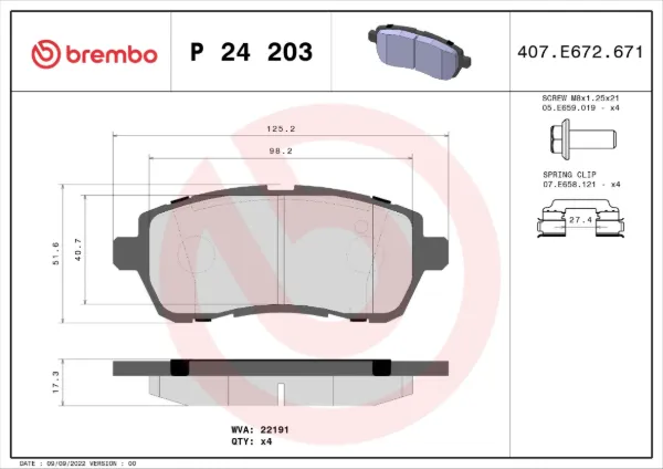 Передні тормозні колодки P24203 Brembo