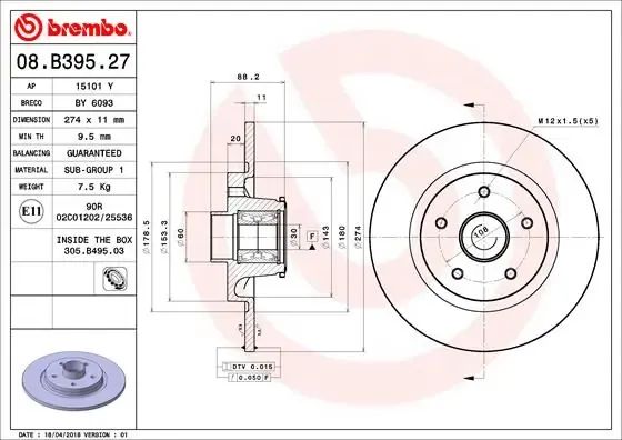 Гальмівні диски 08B39527 Brembo
