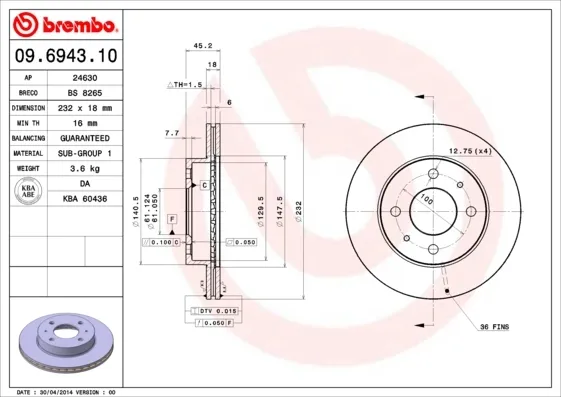 Гальмівні диски передні 09694310 Brembo