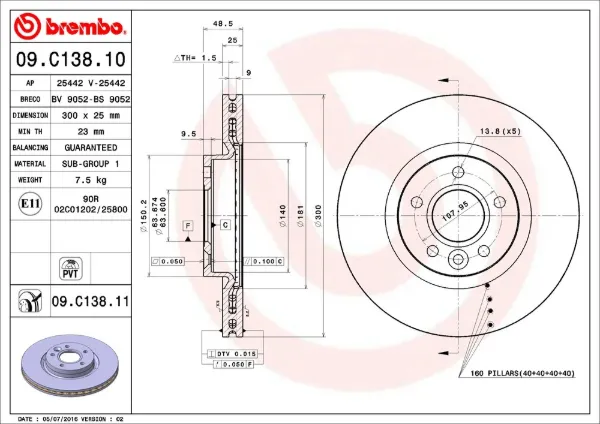 Гальмівні диски передні 09C13811 Brembo