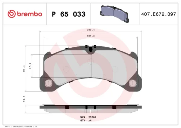 Передні тормозні колодки P65033 Brembo