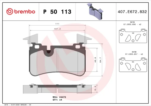Задні гальмівні колодки P50113 Brembo