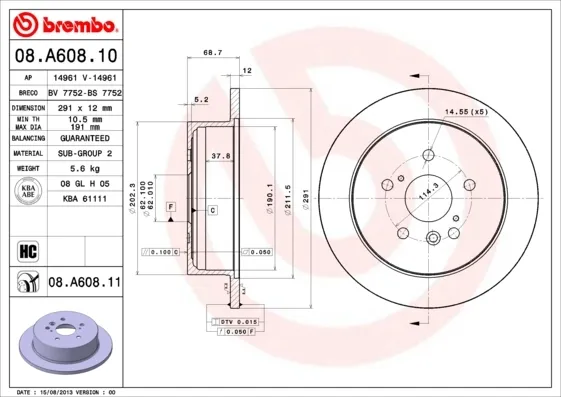 Гальмівні диски 08A60811 Brembo