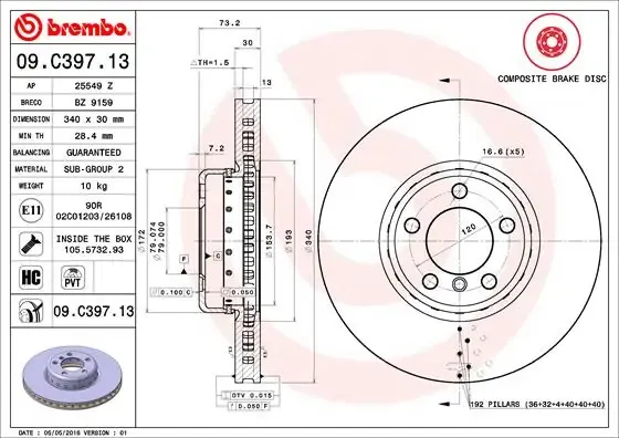 Гальмівні диски передні 09C39713 Brembo