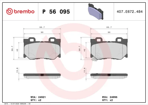 Задні гальмівні колодки P56095 Brembo