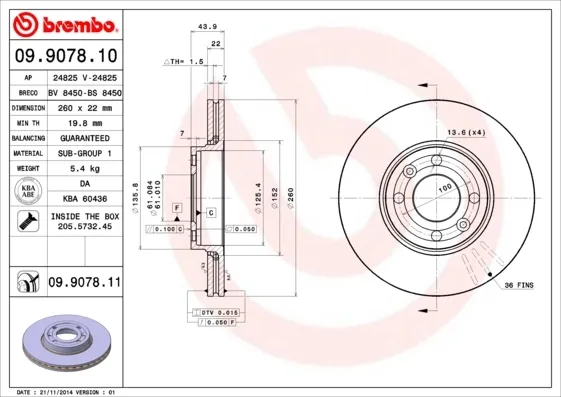 Гальмівні диски передні 09907810 Brembo