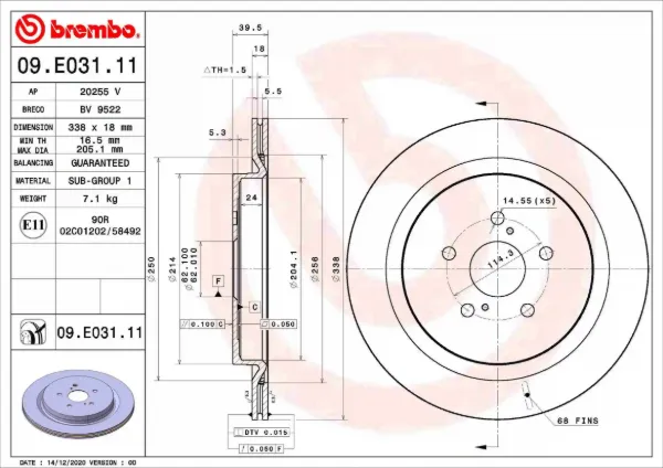 Гальмівні диски 09E03111 Brembo