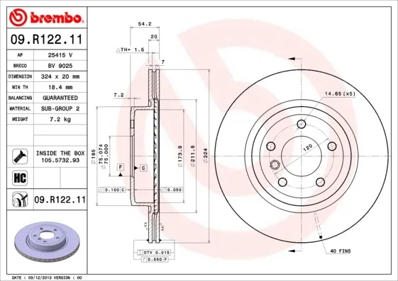 Гальмівні диски 09R12211 Brembo