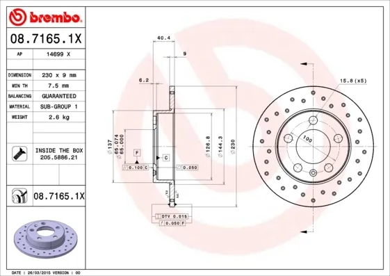 Гальмівні диски 0871651X Brembo