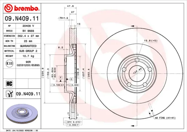 Гальмівні диски передні 09N40911 Brembo