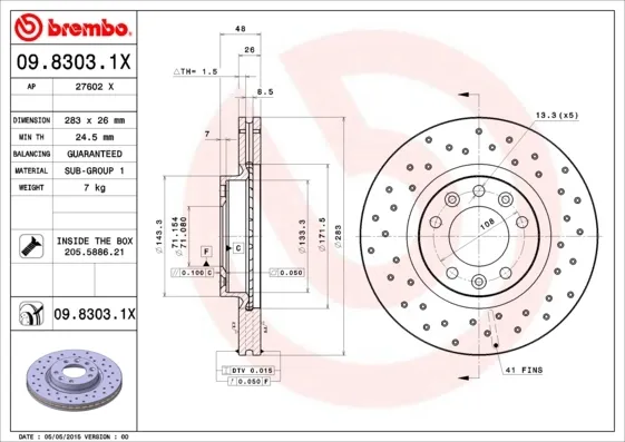 Гальмівні диски передні 0983031X Brembo