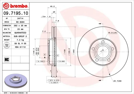 Гальмівні диски передні 09719510 Brembo