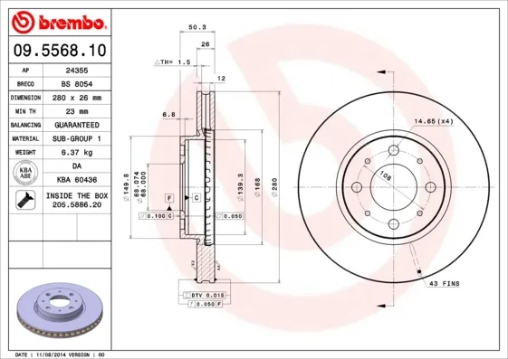 Гальмівні диски передні 09556810 Brembo
