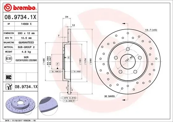 Гальмівні диски 0897341X Brembo