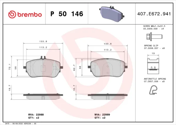 Передні тормозні колодки P50146 Brembo