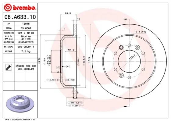 Гальмівні диски 08A63310 Brembo