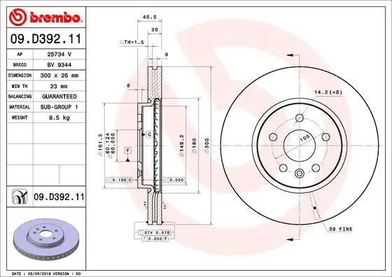 Гальмівні диски передні 09D39211 Brembo