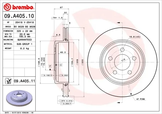 Гальмівні диски передні 09A40511 Brembo