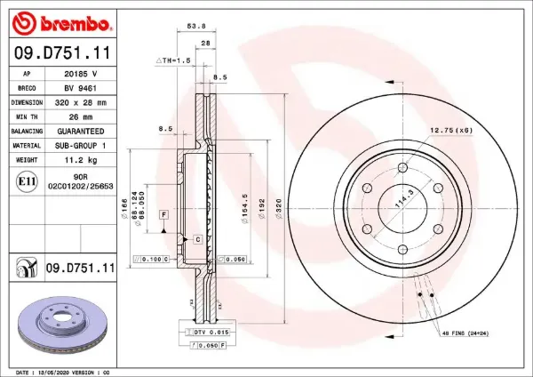 Гальмівні диски передні 09D75111 Brembo