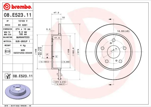 Гальмівні диски 08E52311 Brembo
