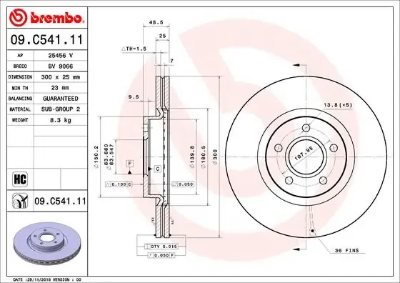 Гальмівні диски передні 09C54111 Brembo
