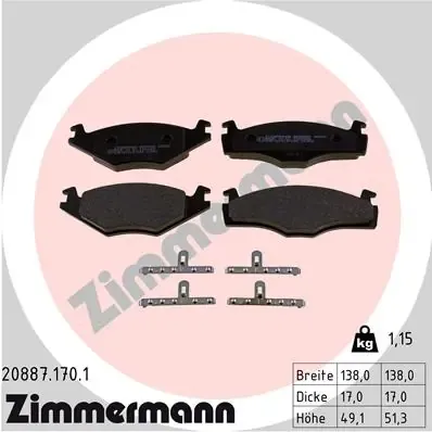 Передні тормозні колодки 208871701 Zimmermann