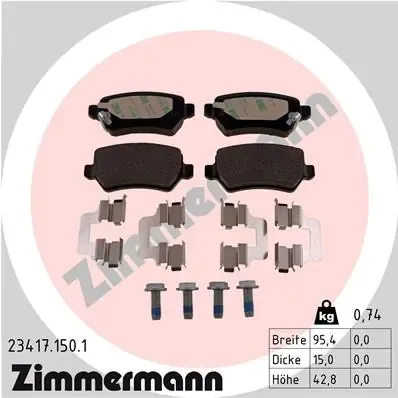 Задні гальмівні колодки 234171501 Zimmermann