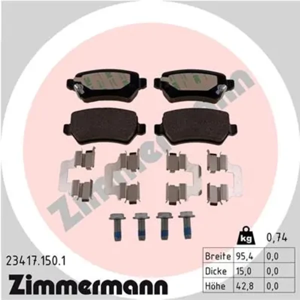 Задні гальмівні колодки 234171501 Zimmermann