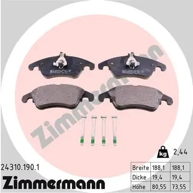 Передні тормозні колодки 243101901 Zimmermann