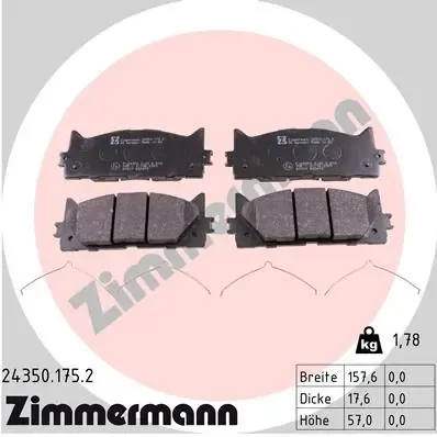 Передні тормозні колодки 243501752 Zimmermann