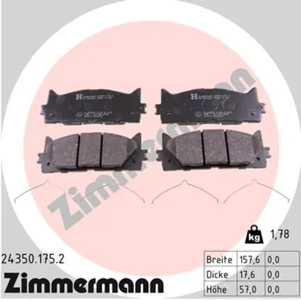 Передні тормозні колодки 243501752 Zimmermann
