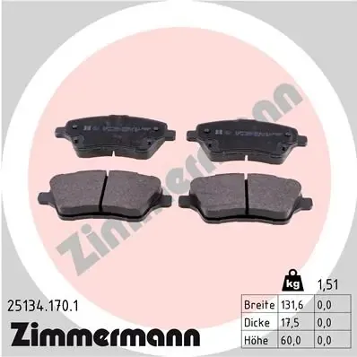 Передні тормозні колодки 251341701 Zimmermann