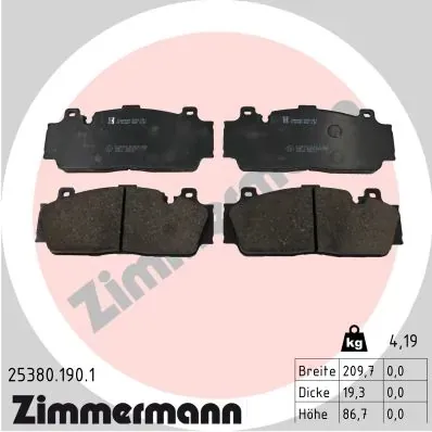 Передні тормозні колодки 253801901 Zimmermann