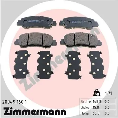 Передні тормозні колодки 209491601 Zimmermann