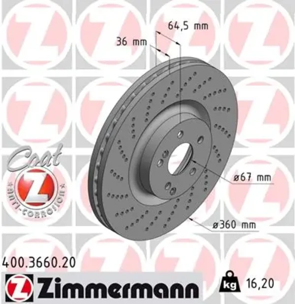 Гальмівні диски передні 400366020 Zimmermann