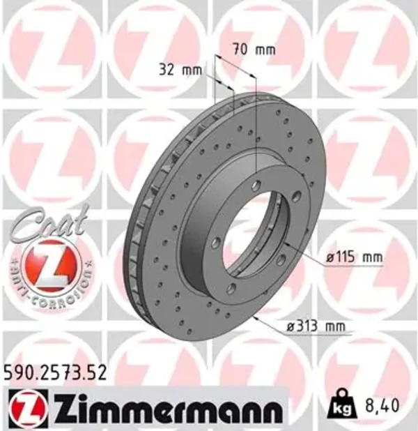 Гальмівні диски передні 590257352 Zimmermann