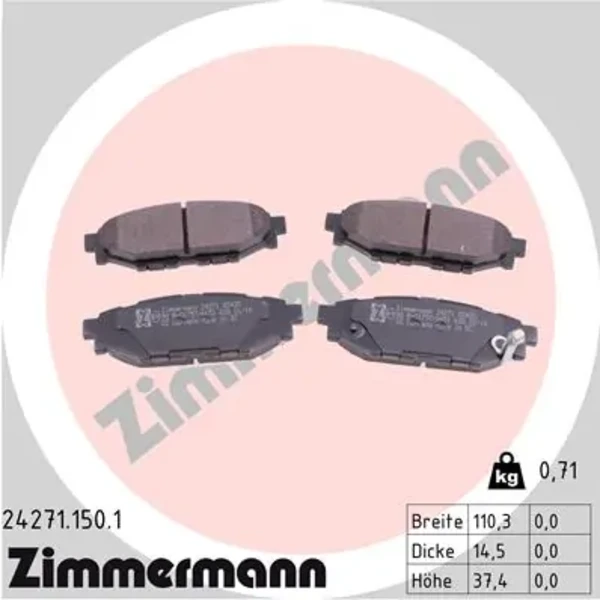 Задні гальмівні колодки 242711501 Zimmermann