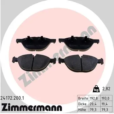 Передні тормозні колодки 241722001 Zimmermann